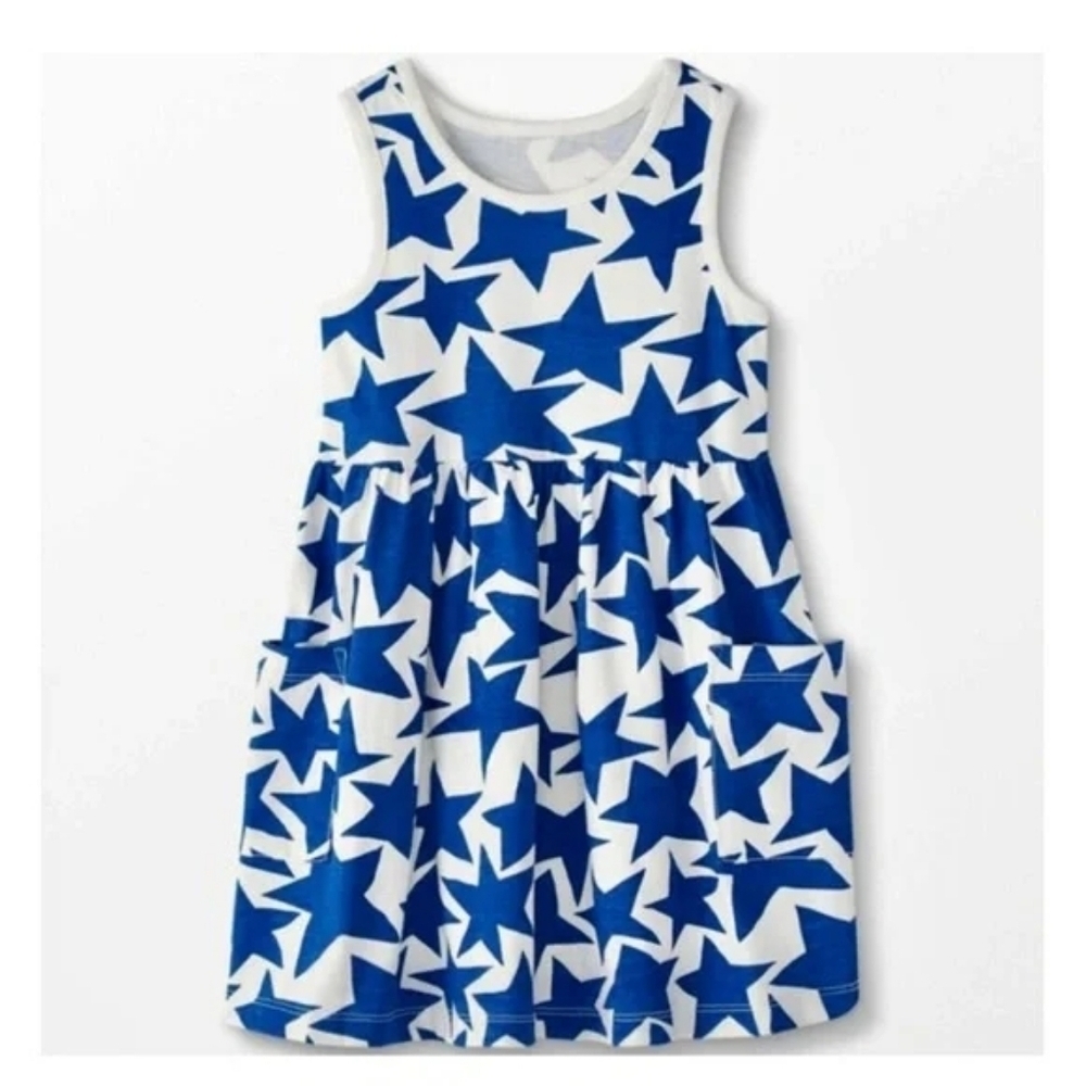Hanna Andersson Blue Star Twirl Tank Dress With Pockets